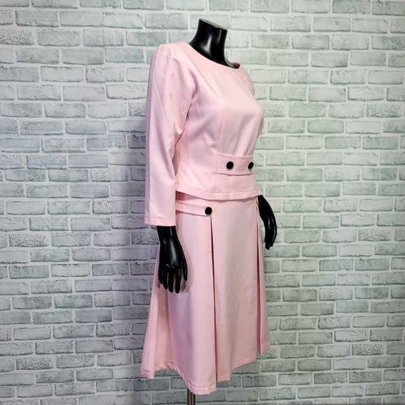 Mary Crafts Womens 8 Pink Top and Skirt Suit Set Barbiecore Retro Pinup JackieO - Picture 2 of 9